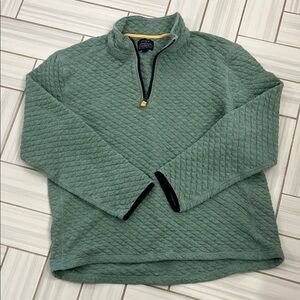 J Crew Green Quilted Zip-Up Sweater